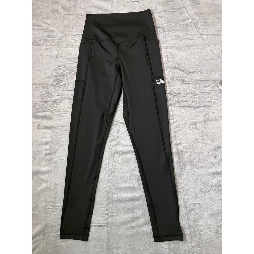 STORQ Sport Leggings Womens Size 1 XS Black High Rise Side Pocket Maternity Yoga